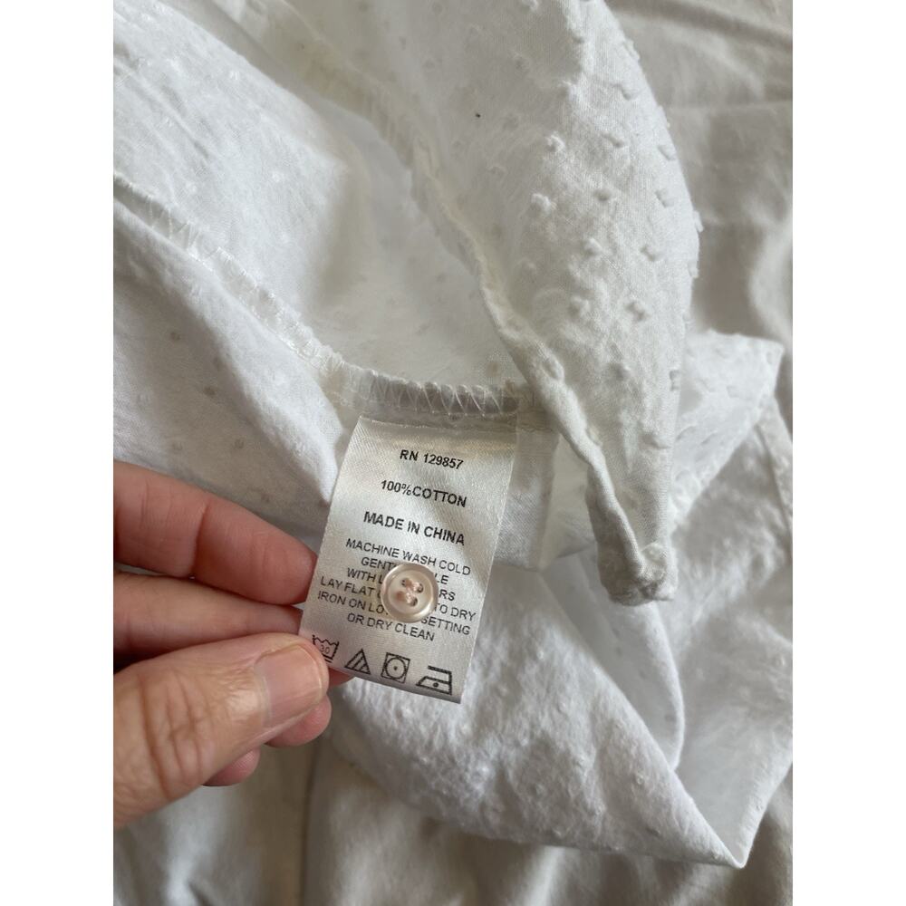 White Button-Front Mini Dress with Ruffle Sleeves - Picture 7 of 7